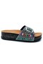 Feles Single Buckle Cork Sole Stone Detailed Women's Slippers Black - 2