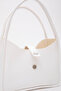 White Shk79 Leather Hand and Shoulder Bag with Button Detail and Snap Fastener Makeup Bag E:30 L:22 W:10 - 5