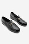 Women's Genuine Leather Chain Loafer Casual Shoes Tanle Black Patent Leather - 6