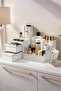 Elegance Bathroom Organizer Toothbrush Holder with Drawer Personal Care Pad Organizer Rose Cosmetic Pen Holder
