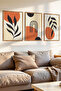 3 Piece Abstract Nature and Organic Forms Themed Wooden Frame Look Mdf Painting Set
