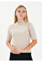 Short Sleeve Crew Neck Soft Textured Stone Color Knitwear Blouse - 6