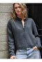 Basic Buttoned Dark Gray Women's Knitwear Cardigan - 4