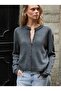 Basic Buttoned Dark Gray Women's Knitwear Cardigan - 6