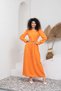 Hijab Orange Color Linen Waist-Tie Dress - 7