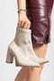 Lunory Stretch Comfortable Women's Heeled Zippered Beige Boots