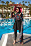 Remsa Parachute Covered Fully Covered Hijab Swimsuit R046 Black Color Neon - 4