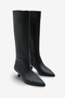 Women's Pointed Toe Side Zipper Heeled Daily Boots Zery Black