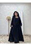 Black Muslin Casual Blouse and Flared Skirt Set (Set of 2) - 5