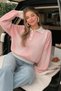 Women's Polo Neck Trend Oversized Popular Knitwear Sweater (Pink) - 3