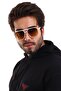 Aevento Unisex Cream Square Frame Brown Glass Uv400 Sunglasses - 4