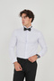 Ice White - Tie Collar Satin Lycra Hidden Buttoned Tuxedo Slim Fit Shirt - 5