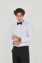 Ice White - Tie Collar Satin Lycra Hidden Buttoned Tuxedo Slim Fit Shirt - 3