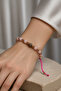 Certified Pink Quartz-Hematite Natural Stone Zircon Apparatus Macrame Adjustable Bracelet - 2
