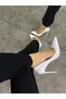 Women's White Patent Leather Sole Red Heel Stiletto Style Classic High-Heeled Shoes - 7