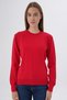 Women's Red 100% Organic Cotton Crew Neck Knitwear Sweater Blouse Trist-6101