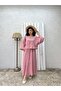 Dusty Rose Embroidered Muslin Loose Blouse and Flared Skirt Set (2 Piece Set with Embroidered) - 5