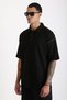 Shoulder Shepherd Stitch Detail Double Pique Fabric Loose Fit Men's Polo Neck T-Shirt - 3