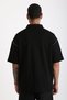 Shoulder Shepherd Stitch Detail Double Pique Fabric Loose Fit Men's Polo Neck T-Shirt - 5