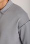 Shoulder Shepherd Stitch Detail Double Pique Fabric Loose Fit Men's Polo Neck T-Shirt - 9