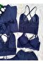 Navy Blue Vanessa Women's Satin Nightgown and Dressing Gown Dowry Set (Boxed) - 4