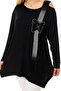Women's Black Shoulder Detailed Front Butterfly Stone Embroidered Long Sleeve Tunic - 6