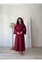 Long Burgundy Stamped Blouse-Skirt Set (Bluz-Skirt) - 6