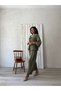 Khaki Green Muslin Trousers-Tied Blouse Set (Pants-Bluse) - 7