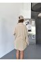 Women's Oversize Ayrobin Cream Loose Linen Shirt - 4
