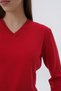 Red 100% Organic Cotton V-Neck Knitwear Sweater Blouse Trıst-6102 - 7