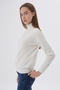 Ecru 100% Organic Cotton Turtleneck Sweater Knitted Blouse - 5
