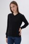 Women's Black 100% Cotton V-Neck Knitwear Sweater Trist-6102 - 3