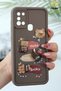 Galaxy A21S Case Designed Patterned Camera Protected Teddy Bear Coffee Color Soft Silicone Cover