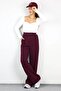 Burgundy Lycra Velcro Closure Women's Palazzo Trousers - 4