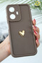Realme C55 Case 3D Heart Design Brown Pattern Soft Camera Protection Silicone Cover