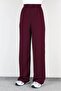 Burgundy Lycra Velcro Closure Women's Palazzo Trousers
