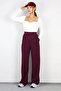 Burgundy Lycra Velcro Closure Women's Palazzo Trousers - 5