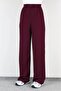 Burgundy Lycra Velcro Closure Women's Palazzo Trousers - 6