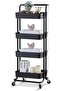 4-Tier Kitchen Rolling Cart, Utility Storage Trolley Cart with Wheels, Laundry Waterproof Cart, Mobi