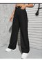 2021 Women's Lycra Palazzo Jeans Denim Trousers - Black - 3