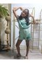 Eid Girls' T-Shirt and Shorts Set, Cotton Pieces, Large Size, Floral Print Mold Green - 6