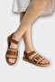 Women's Buckled Straw Single Strap Rubber Detailed Sandals Taba - 4