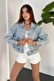 Women's Waist Detailed Denim Jacket - 5