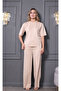 Women's Beige Color New Season Relaxed Fit Stone Set Stylish and Comfortable Two-Piece Combination - 5
