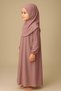 One-Piece Organic Cotton Hijab with Detachable Hijab, Girls' Prayer Dress, Dusty Rose - 2