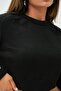 Crew Neck Long Sleeve Short Crop Cut Black Sweater 24W16025 - 2