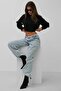 Crew Neck Long Sleeve Short Crop Cut Black Sweater 24W16025 - 6