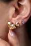 Minimal Triple Gold Heart Earring Set - 3