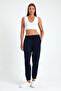 Women's Navy Blue Cotton Thick Elastic Cuff High Waist Comfortable Jogger Sweatpants