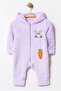 Winter Sweet Plush Rabbit Patterned Hooded Zippered Baby Jumpsuit